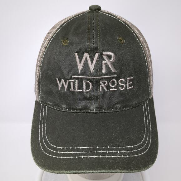 WR Wild Rose Strapback Trucker Hat Green One Size Mesh Back Outdoor Cap - Picture 2 of 10
